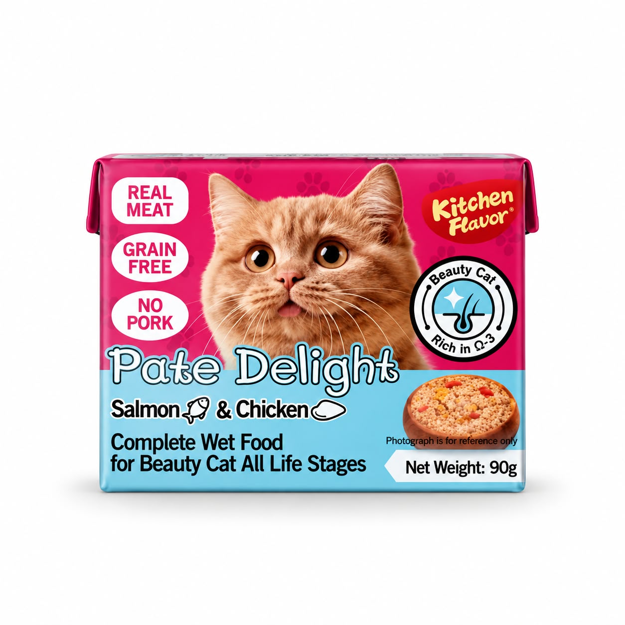 Kitchen Flavor Pate Delight Wet Cat food with Salmon & Chicken - 90gm